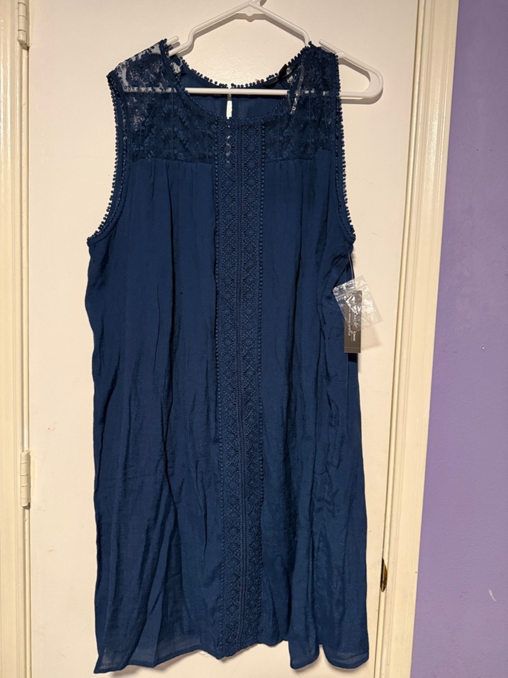 Zac & Rachel Navy Blue Maxi Dress with Lace Yoke